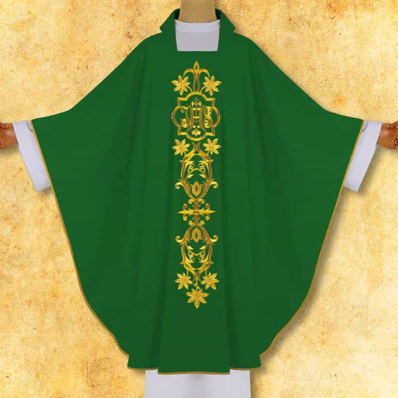 Embroidered chasuble "IHS in a frame"