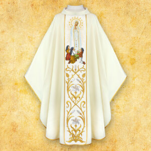 Chasuble with embroidered image of "Our Lady of Fatima"