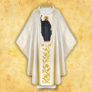 Chasuble with an embroidered image of "St. Xavier."