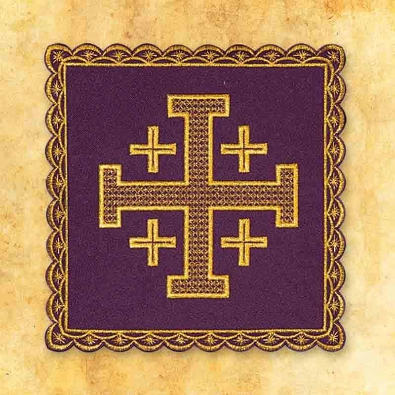 Liturgical pall embroidered purple No. 19
