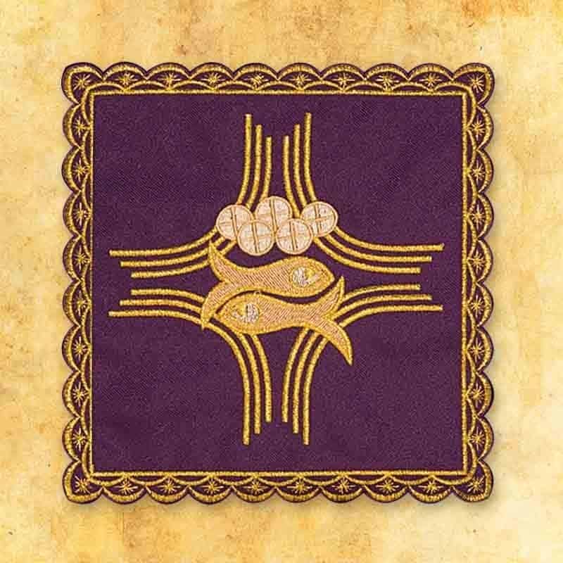 Liturgical pall embroidered purple No. 21