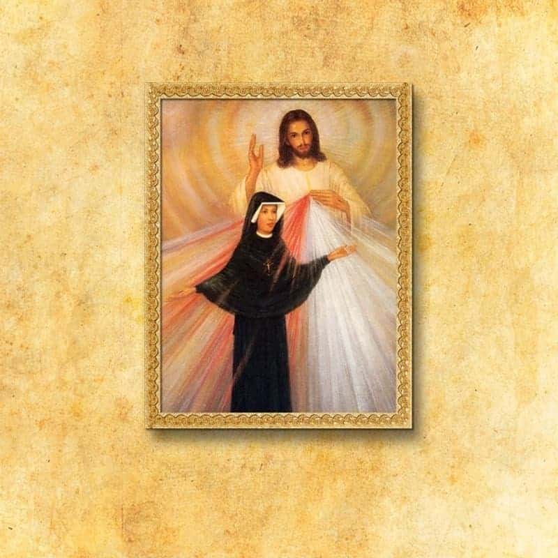 Obraz na tkaninie “Jezus Miłosierny i Św. Faustyna”