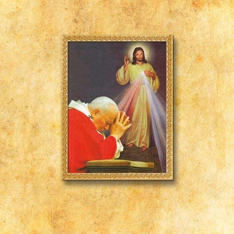 Bild auf Stoff "Der heilige Johannes Paul II. und der barmherzige Jesus".