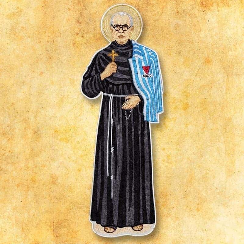 Embroidered applique "St. MM Kolbe"