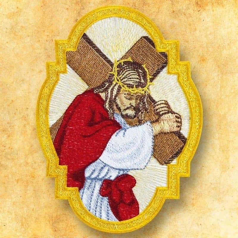Embroidered applique "Jesus with the Cross"