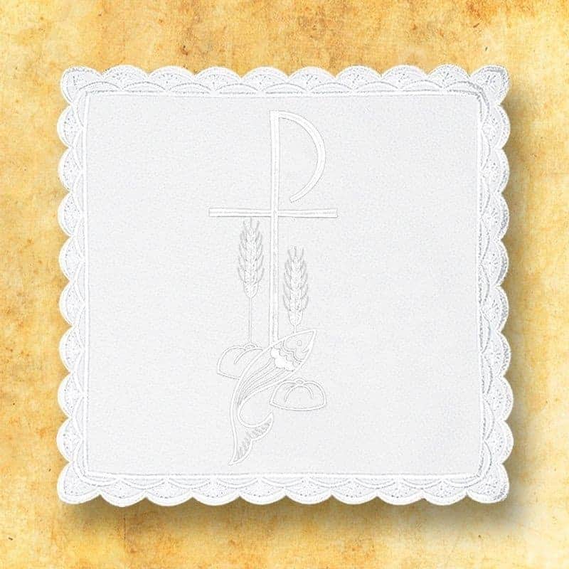 Liturgical pall embroidered white No. 12