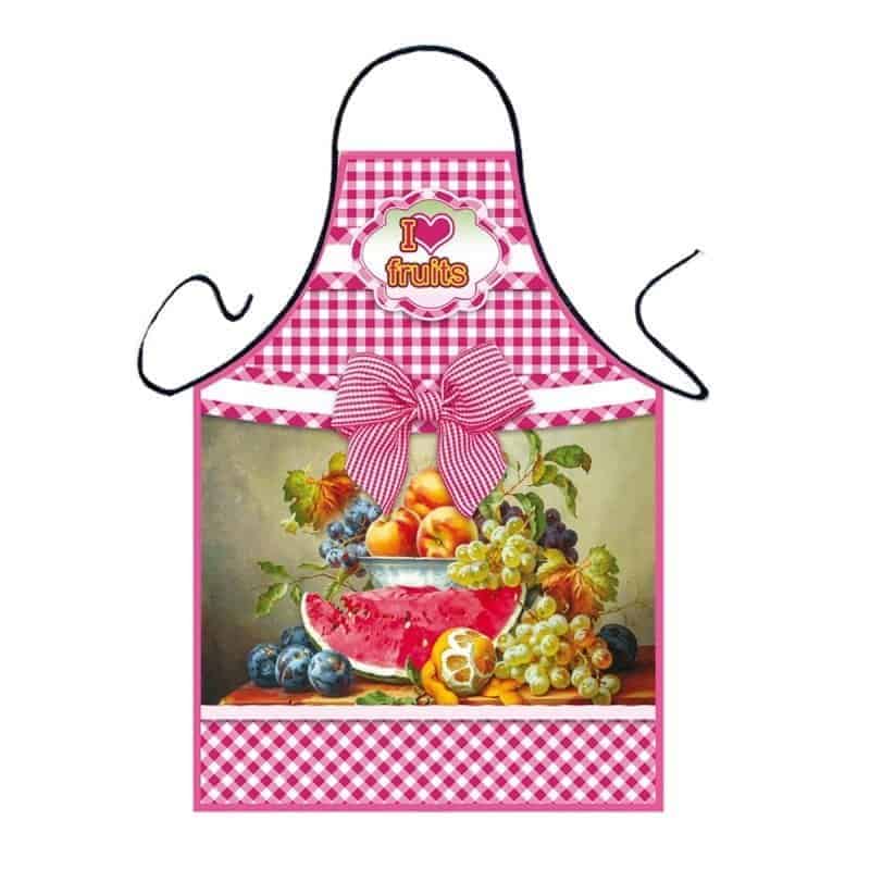 Photo apron - pink checkered pattern