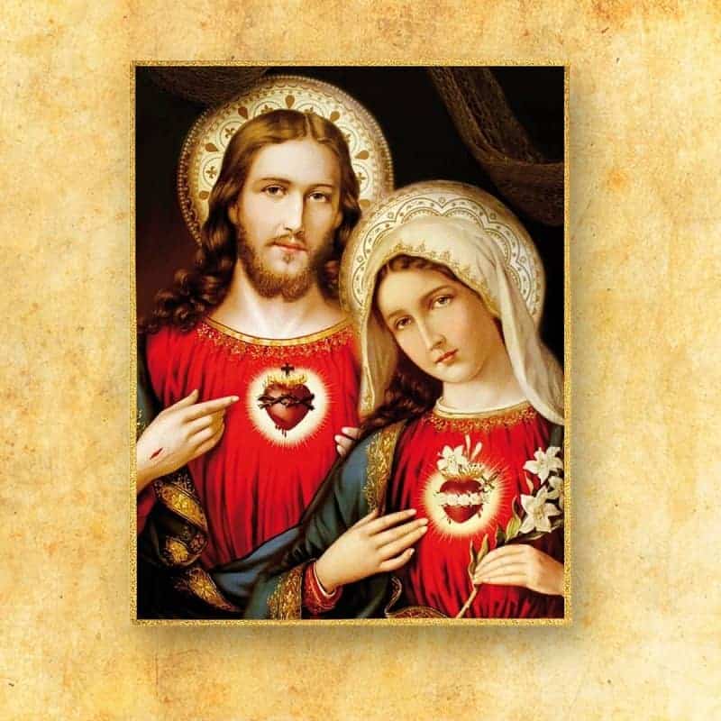 Großes liturgisches Ornament Herz von Jesus und Maria (fotografisch)