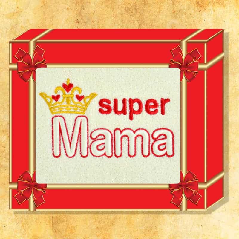 Serviette brodée "Super Maman"