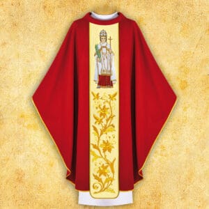 Chasuble with embroidered image of "St. Marcel".