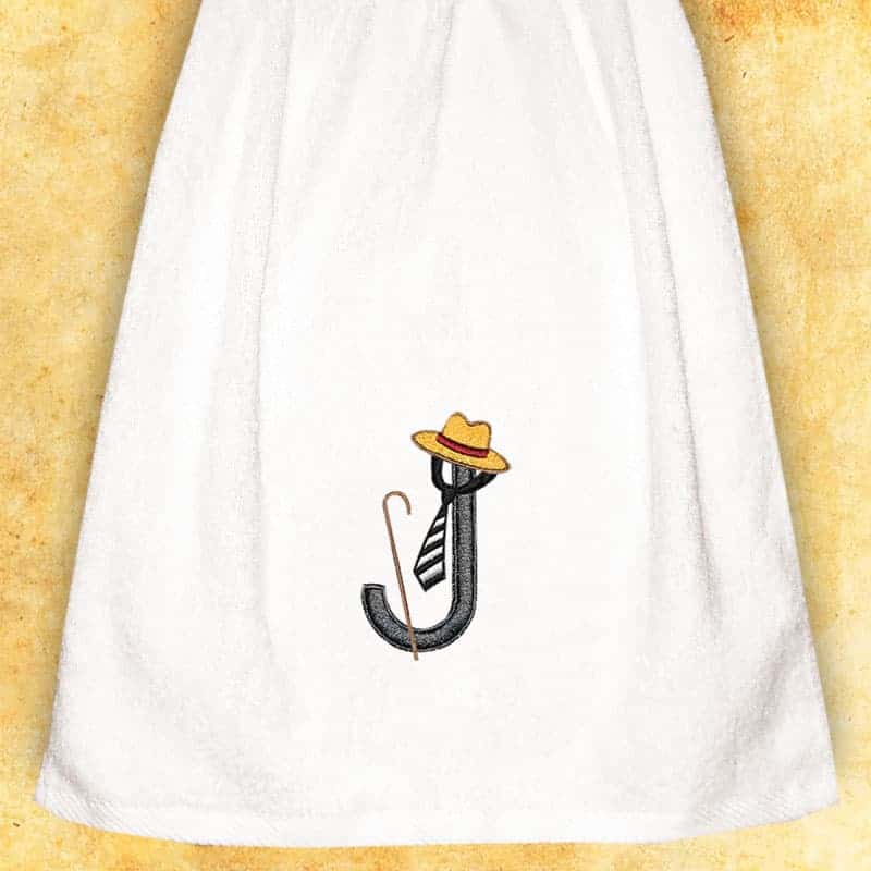 Embroidered Towel for Men "J"
