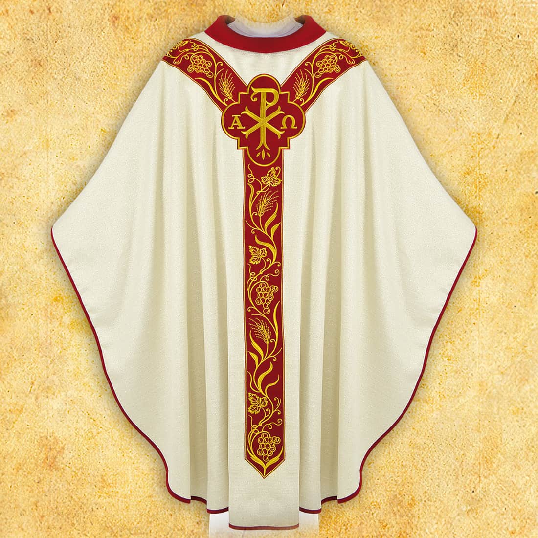 Embroidered chasuble with "PX" applique