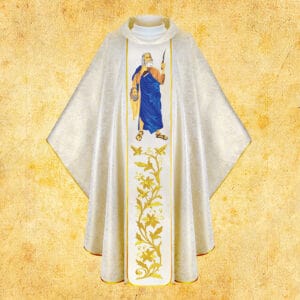 Chasuble with an embroidered image of "St. Bartholomew."