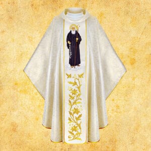 Chasuble with embroidered image of "St. Leonardo"