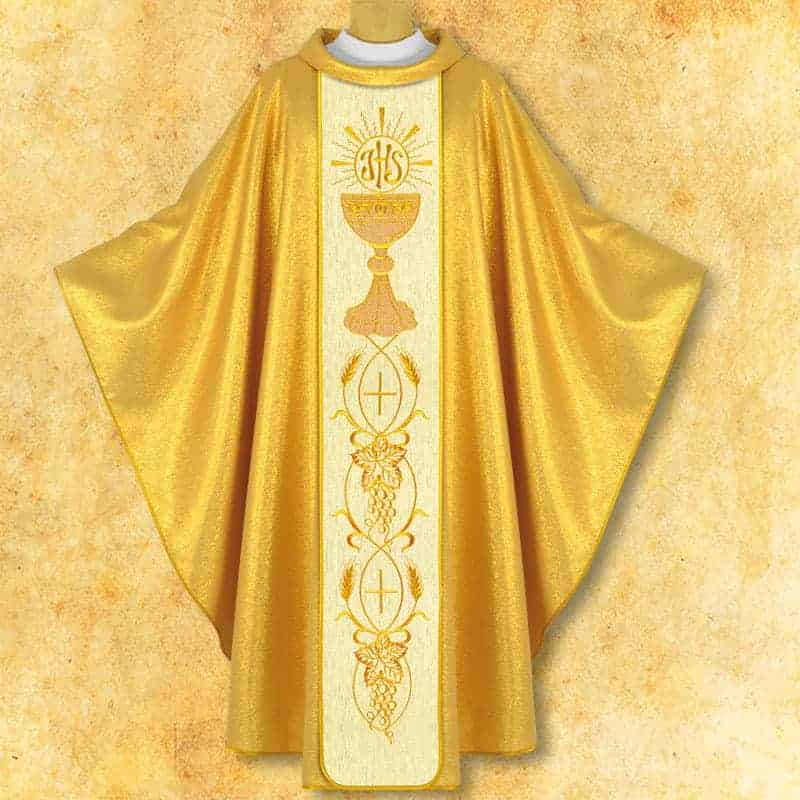 Chasuble with embroidered belt "Chalice with IHS"