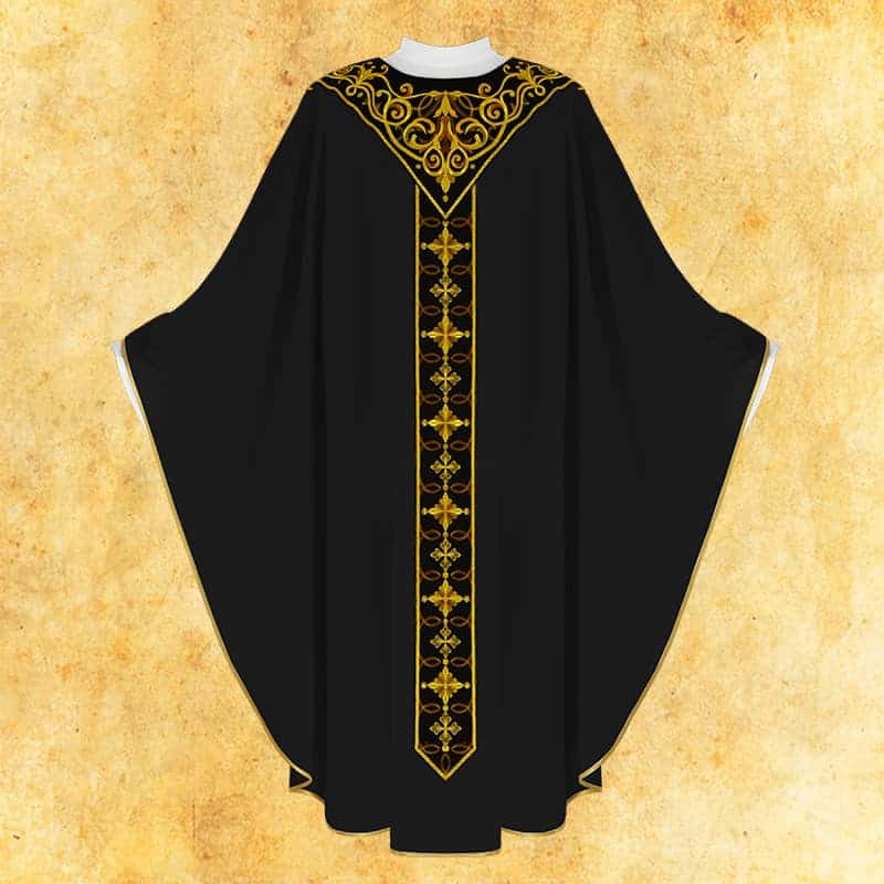 Embroidered chasuble black