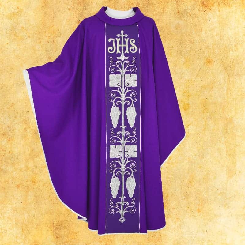 Embroidered chasuble purple