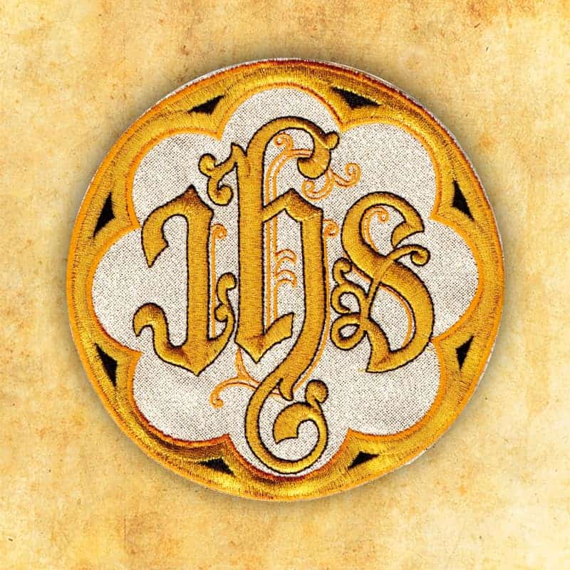 Embroidered applique "IHS"