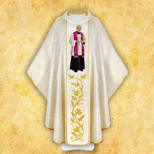 Chasuble with embroidered image of "Blessed Fr. Michael Sopoćko"