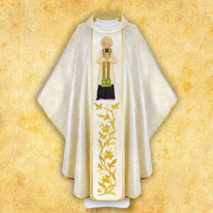Chasuble with embroidered image of "St. JM Vianney"