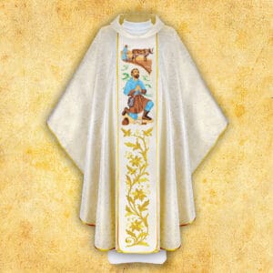 Chasuble with an embroidered image of "St. Isidore."