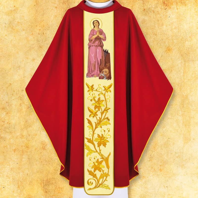 Chasuble with embroidered image of "St. Margaret"