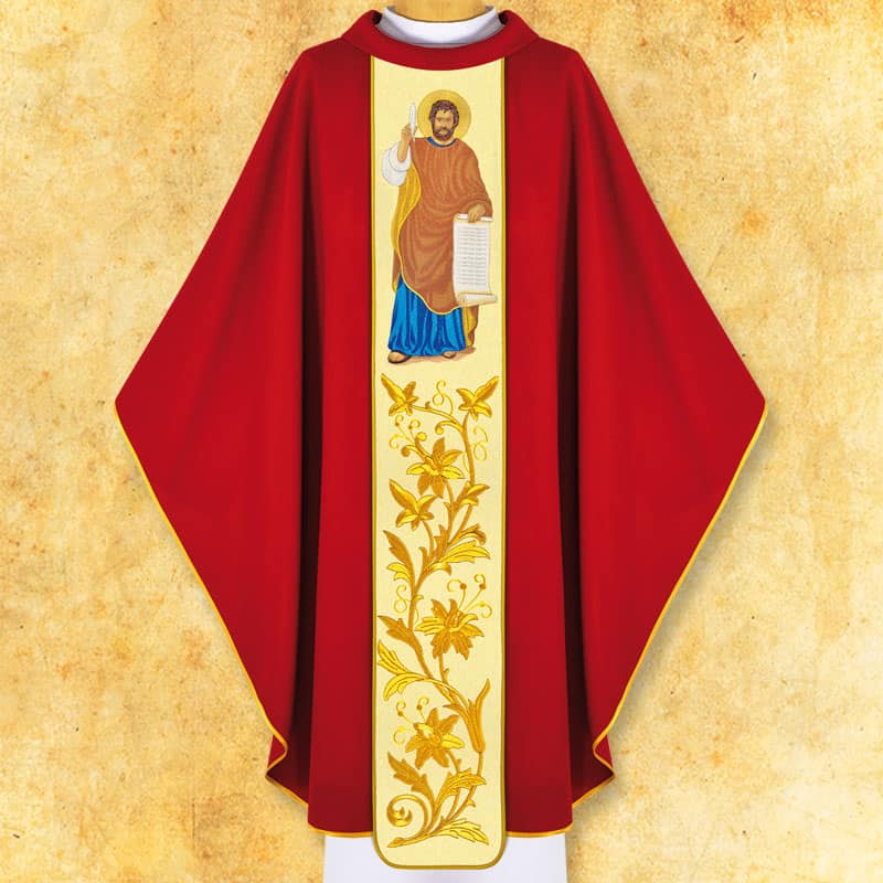 Chasuble with an embroidered image of "St. Matthew."