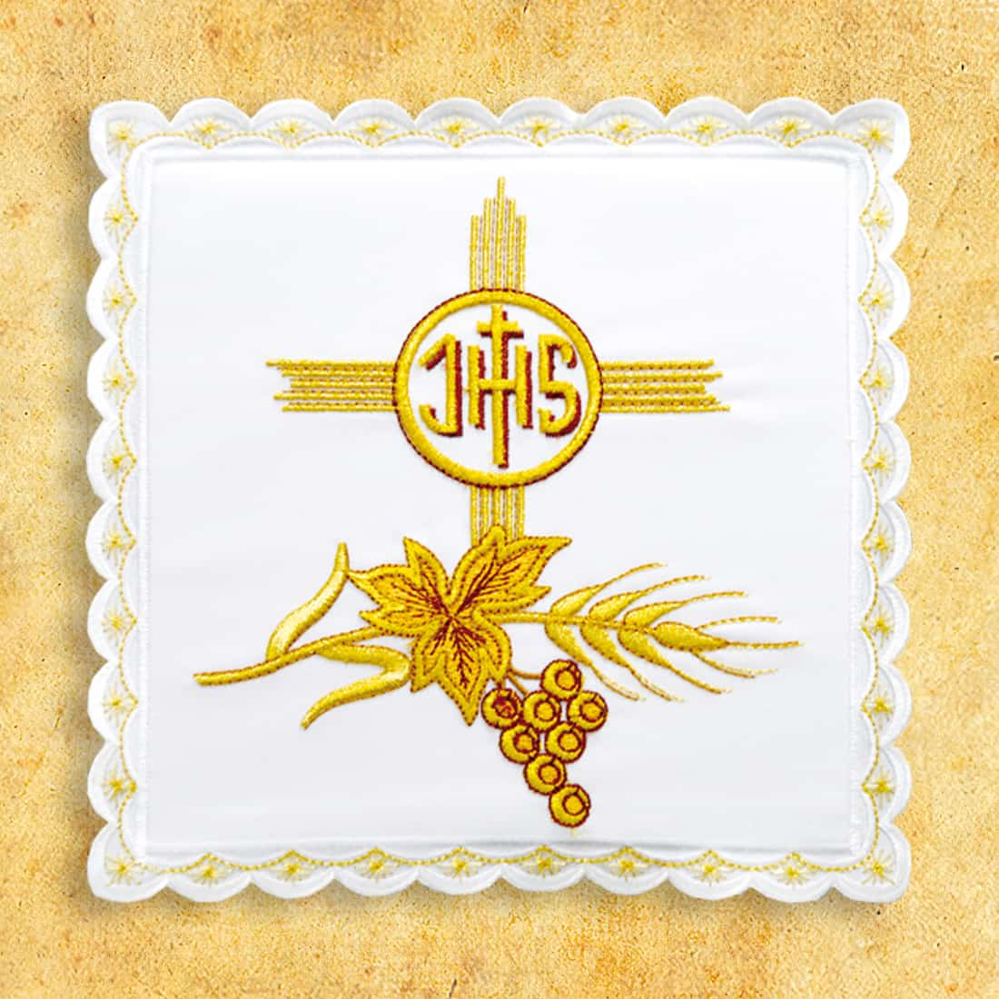 Liturgical pall embroidered white No. 17